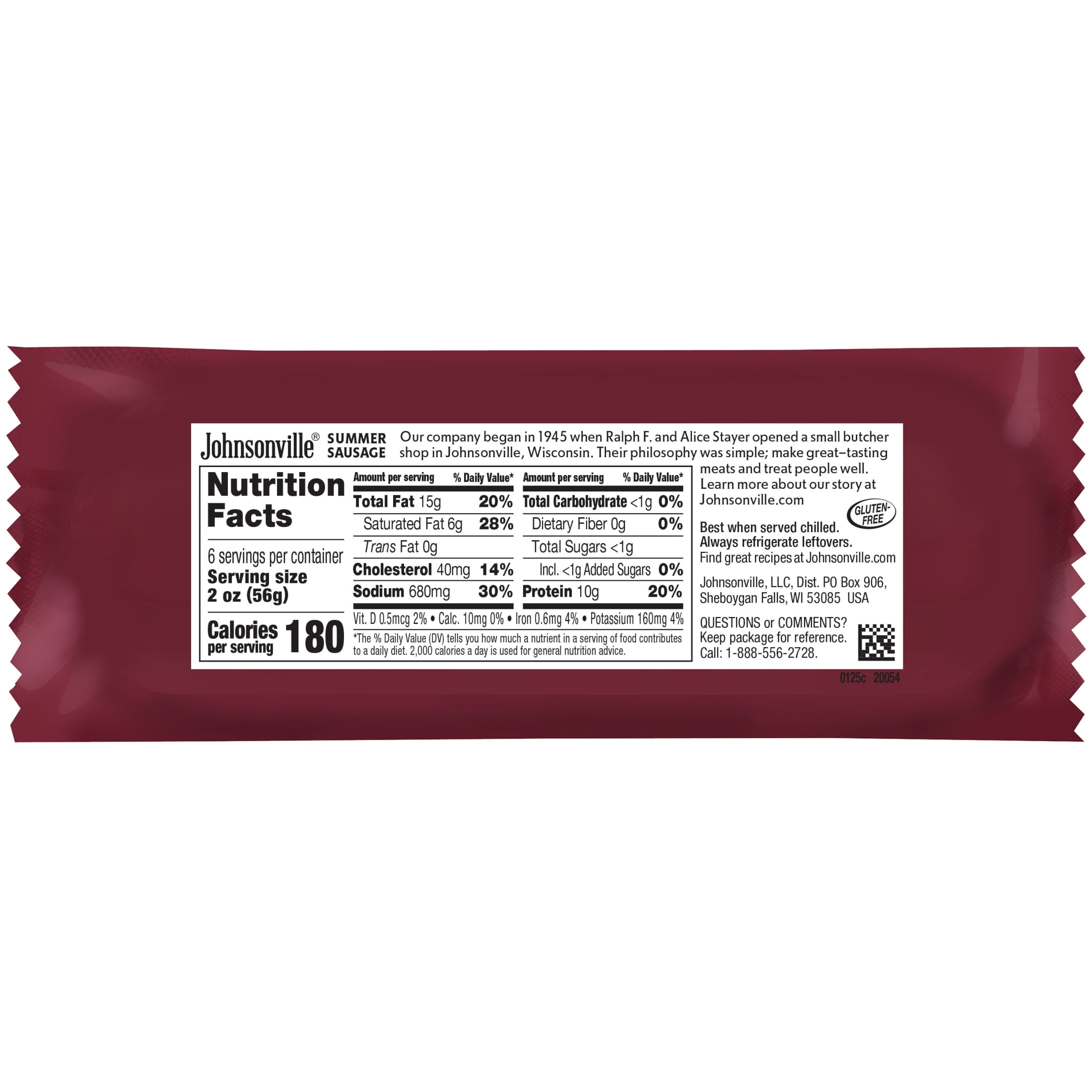 Johnsonville Original Smoked Summer Sausage, 12 oz