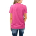 thumbnail image 4 of MIXUE Womens Tops Summer Solid Color Round Neck Short Sleeve Pleated Loose Fit Casual Tee Shirts Streetwear,Pink,S, 4 of 6
