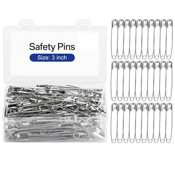 BlinkLLX 144 Pcs Safety Pins Bulk 3 Inch Large Steel Pin Big Heavy Duty Safety Pins for Clothes, Sewing, Crafts