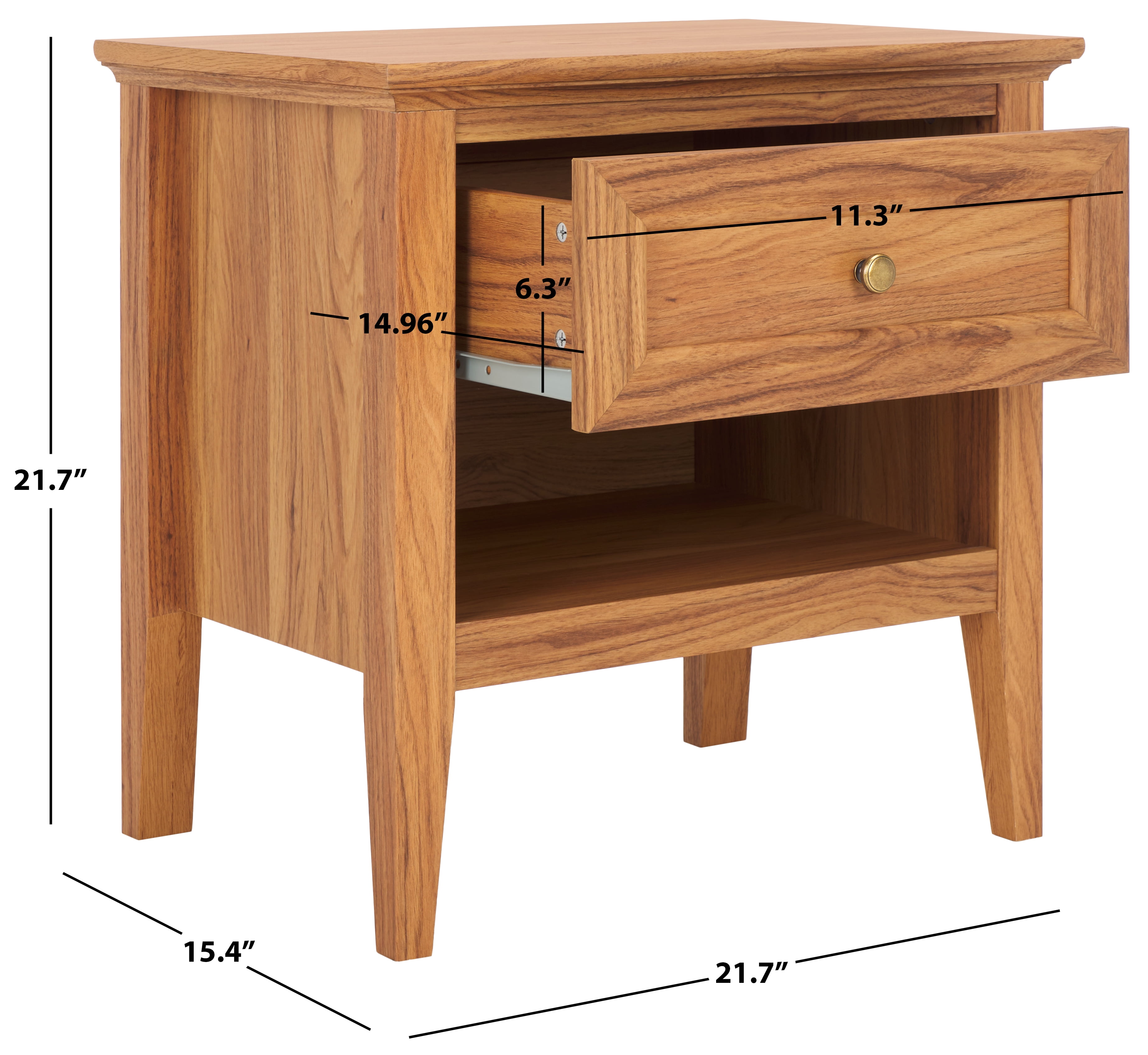 SAFAVIEH Sondra Traditional 2 Drawer Nightstand,Oak/Gold