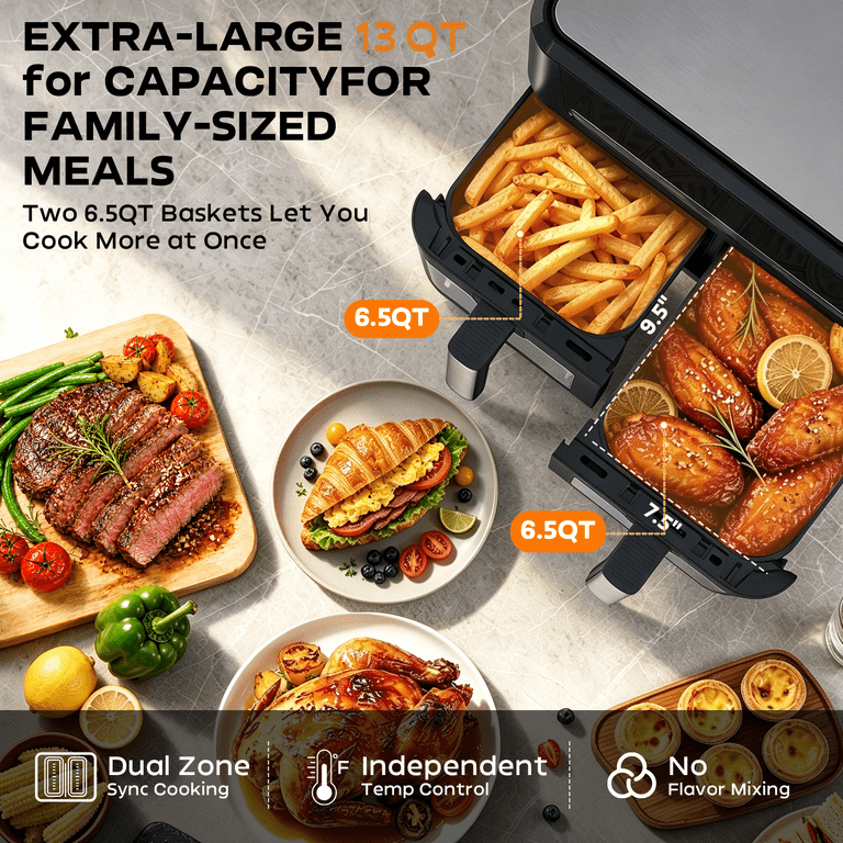 Patbrela 13QT Dual Basket Air Fryer Oven with Touchscreen photo 4