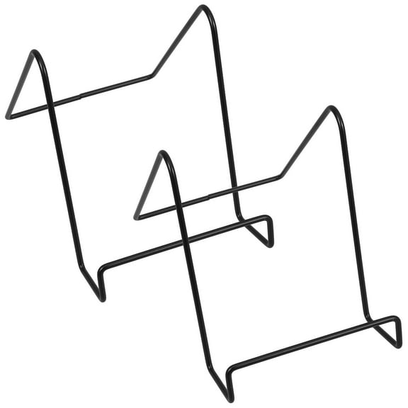 2 Pcs Simple Display Stands Large Decorative Plate Holder Office Black