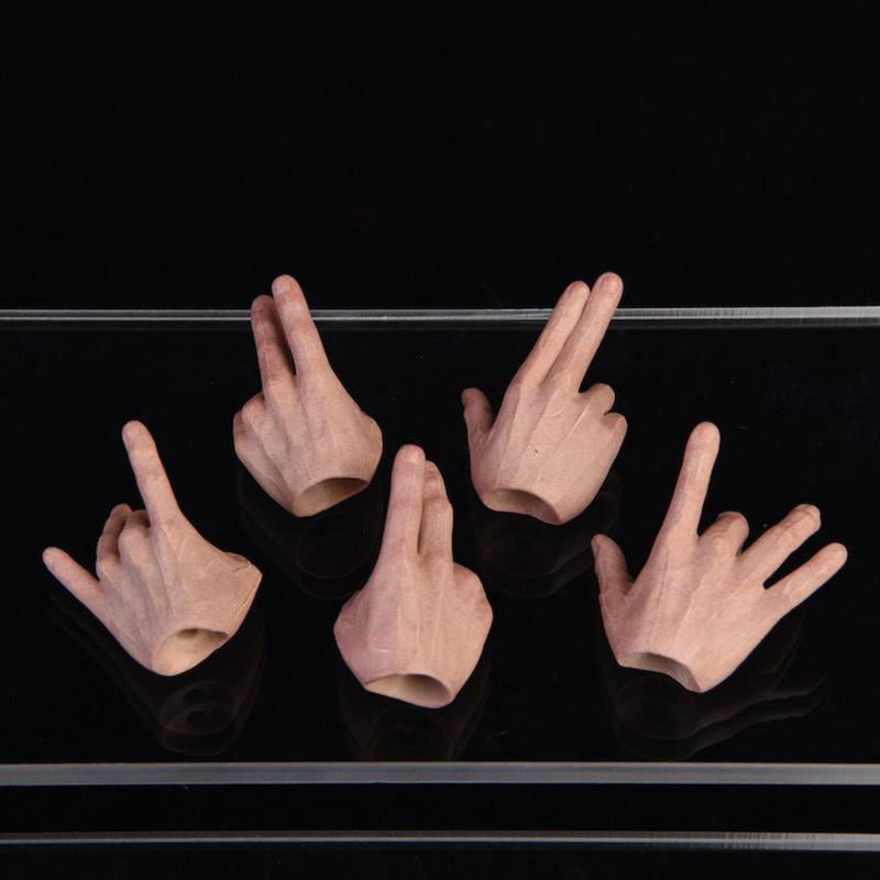 6 PC Custom 1/6 Scale Wheat color black nails hand For 12" PH Female Figure 