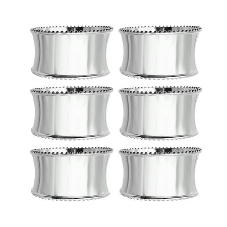 

6pcs Table Decoration Banquet Napkin Ring Reusable Metal Holders Round Beaded