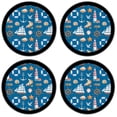 thumbnail image 2 of Silicone Non-Slip Drink Coasters with Removable Printed Absorbent Felt Pad - Set of 4 - Nautical Seamless, 2 of 3