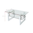 thumbnail image 4 of Hassch 2-Tier Glass Coffee Table, 39.5" Transparent Tempered Glass Top with Metal Legs, Modern Mirrored Accent Table, for Living Room, Silver, 4 of 6