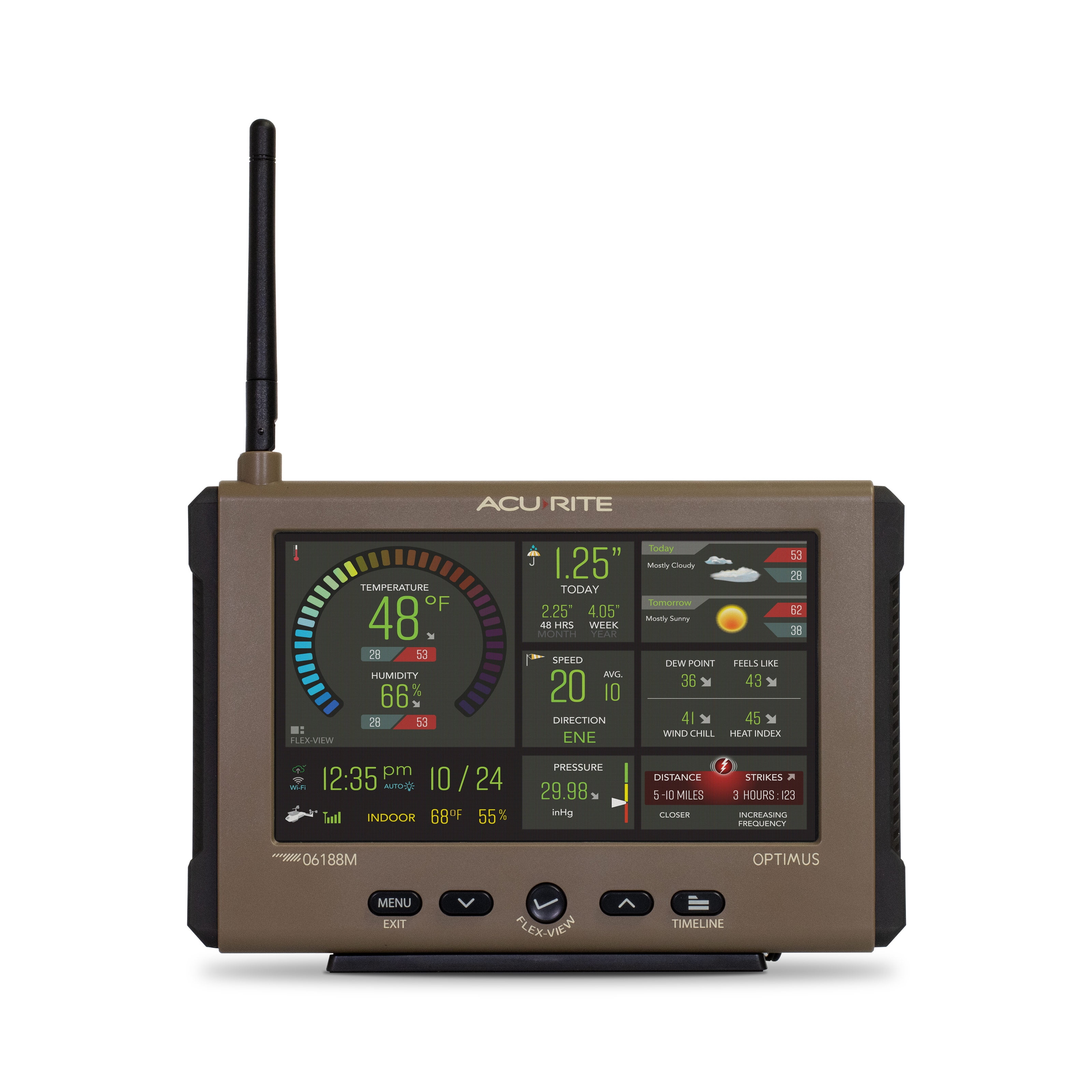 AcuRite Optimus Weather Station with Wi-Fi HD Display, Lightning Detection, Indoor/Outdoor Temperature & Humidity, Wind, and Rainfall (01216MCB)