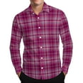 thumbnail image 2 of YFNNUP Mens Plaid Shirt Casual Button Down Flannel Shirts Long Sleeve Work Tshirt Lightweight Beach T-Shirts Hot Pink M, 2 of 9
