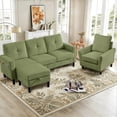 thumbnail image 3 of Soscana Sectional Sofa Set with Storage Ottoman and Accent Chair,Living Room 3 Seat L Shaped Couch and Single Chair Armchair,Living Room Furniture Set for Home Apartment Office Studio, 3 of 8