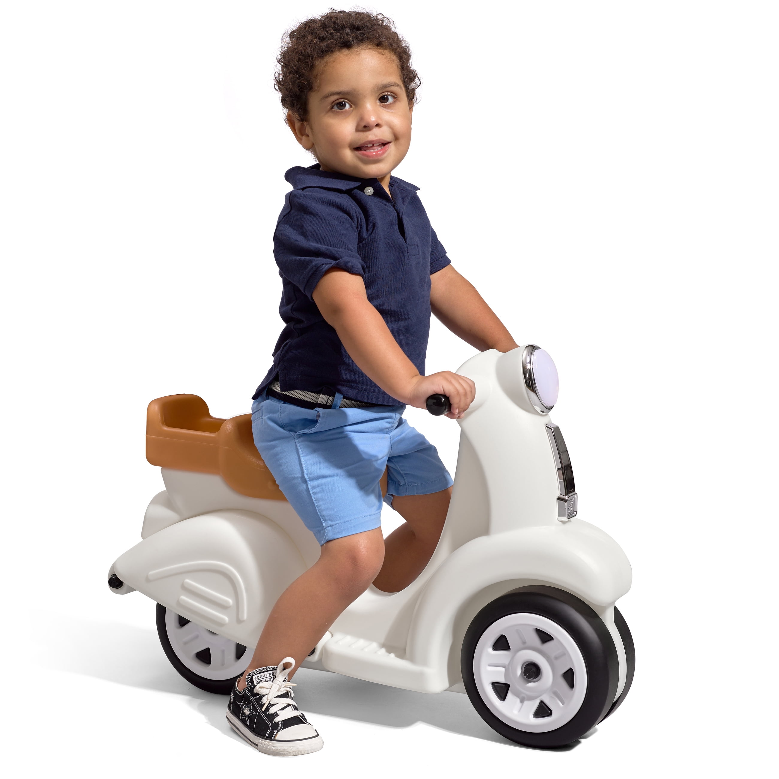 Step2 Ride Along White Scooter Plastic Toddler Foot-to-Floor Riding Toy for Ages 18M-4Y