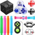 thumbnail image 1 of 13 Pieces Fidget Toy Set Include Fidget Cube Infinity Cube Fidget Pad Pop Tubes Six Roller Chain Key Flippy Chain Marble Mesh Snake Twist Cube Puzzles Sensory Toys for Anxiety Relief and Improve Focus, 1 of 7