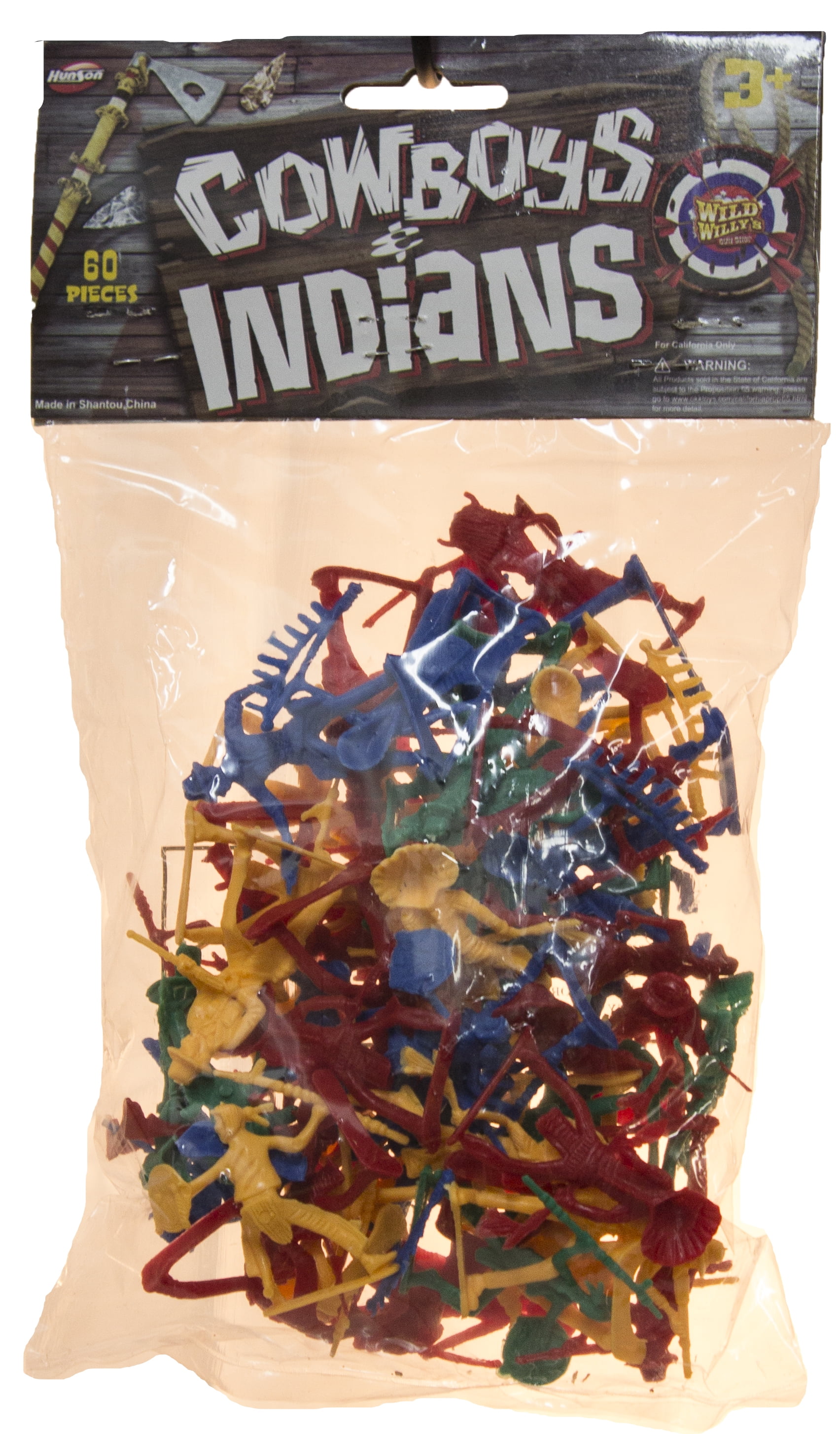 60 Piece Set of 2 Inch Plastic Cowboys and Indians Figurines