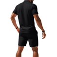 thumbnail image 5 of 2 Piece Set for Men Henley Short Sleeve Shirt and Drawstring Shorts Set Summer Solid Color Casual Loose Outfits with Pockets, 3XL, 5 of 5