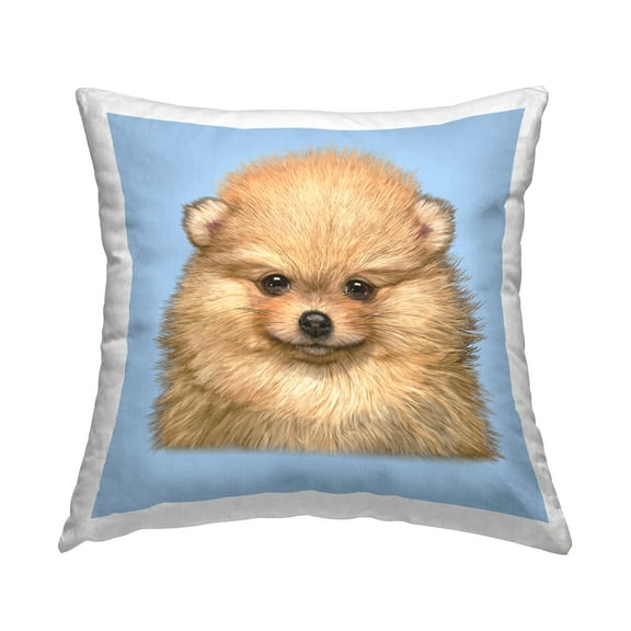 Stupell Industries Pomeranian Dog Face Decorative Printed Throw Pillow, 18 x 18