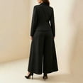 thumbnail image 6 of BODOAO Women's Dressy Pant Suit Mesh Sheer Sleeve Ruffle Blazer and Wide Leg Pants Set, Casual Work Office Business Party Matching Pantsuit Outfit for Meetings and Events Black 4XL, 6 of 7