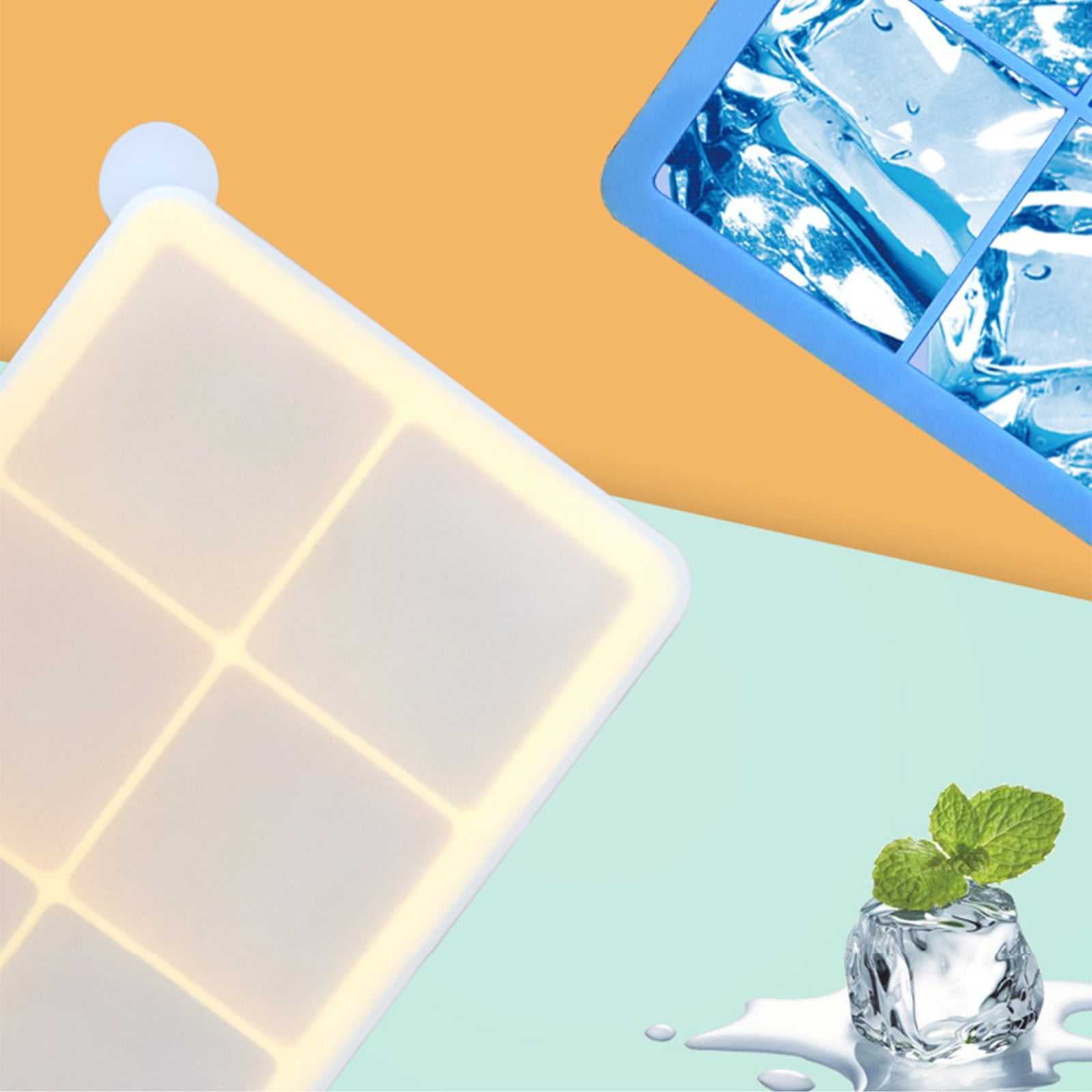 4-Pack Silicone Ice Cube Trays with Lids - Large Square Ice Molds for Cocktails, Stackable Leakproof Freezer Trays, BPA-Free Flexible Cube Maker for Bourbon & Drinks