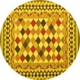 thumbnail image 1 of Ahgly Company Indoor Round Abstract Yellow Contemporary Area Rugs, 3' Round, 1 of 4