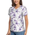 thumbnail image 5 of Yiaed Orchids Flowers Print Women's T Shirt V-Neck Short Sleeve Shirt Casual Breathable Tee Summer Tops-3X-Large, 5 of 5