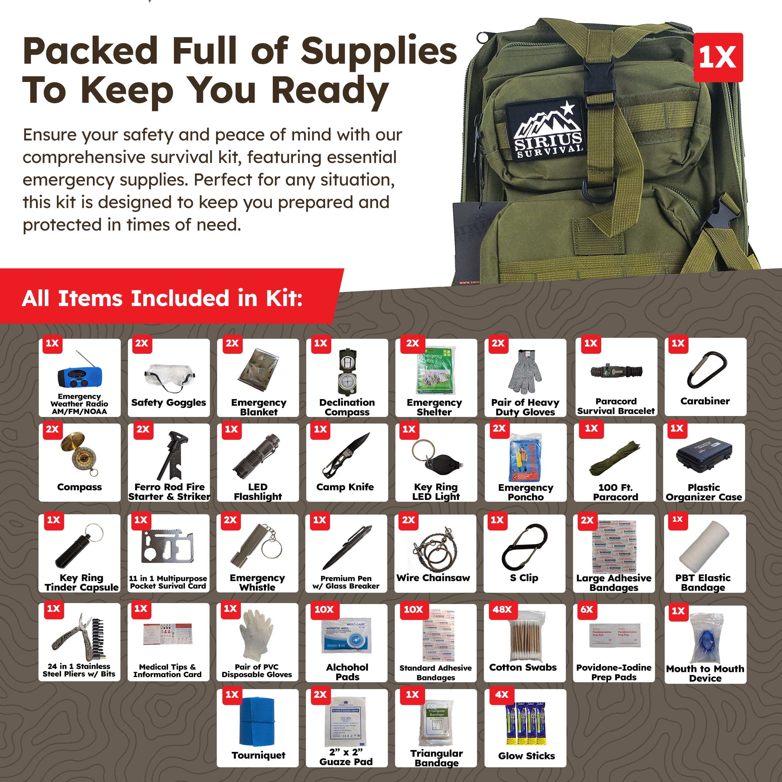 Sirius: Bug Out Bag Backpack Bugout Kit Great for Family - Survival Backpack - Digital Camo