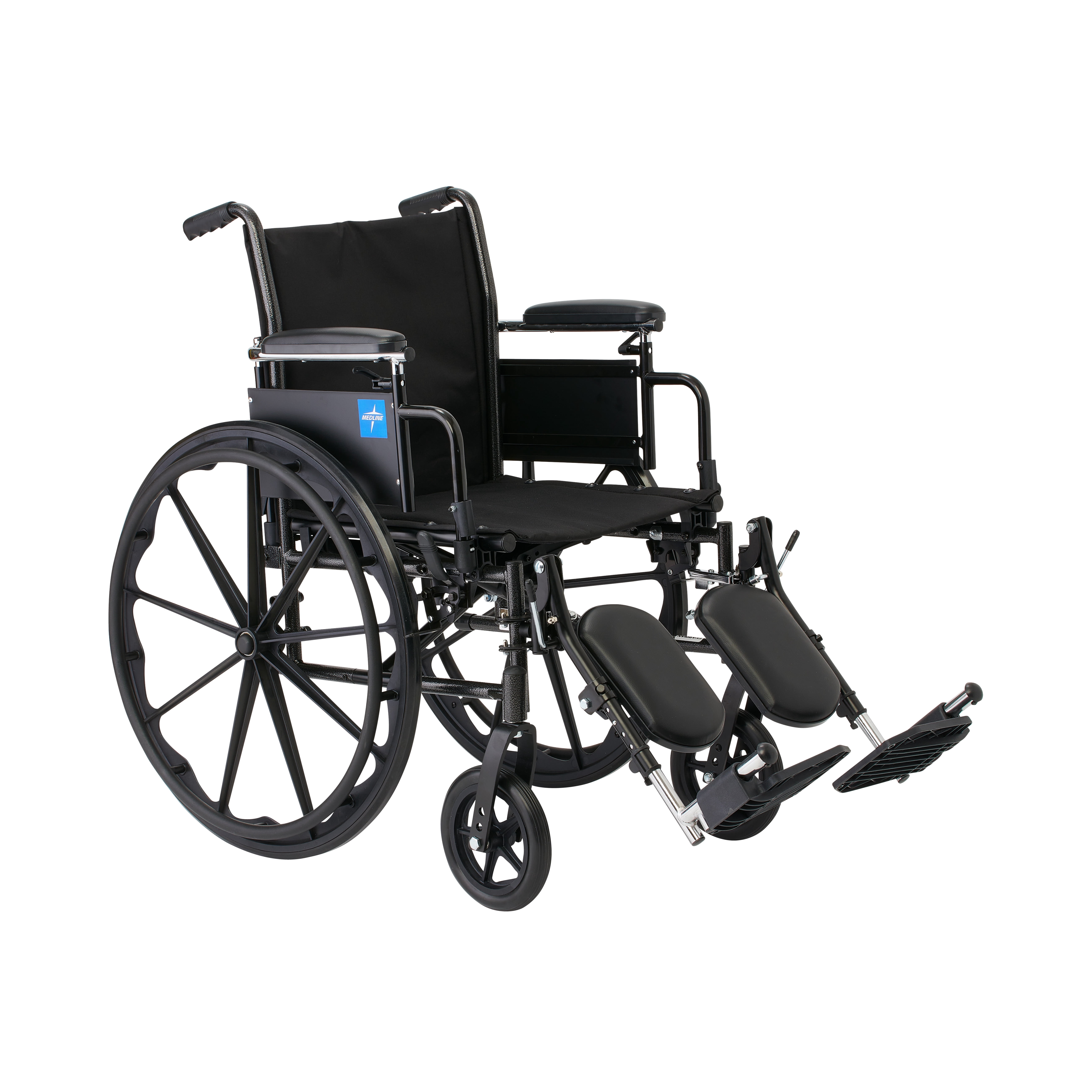 Medline K3 Adjustable Manual Wheelchair, Height-Adjustable Arms, Elevating Leg Rests, 18" Seat