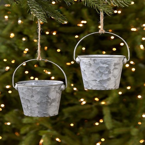 Set of 2 Metal Bucket or Pitcher OrnamentsGalvanized Buckets