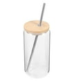 thumbnail image 5 of 1 Set Drinking Glass Cup Beer Can Glass Tumbler Milk Coffee Cup with Bamboo Lid and Stainless Steel Straw, 5 of 6