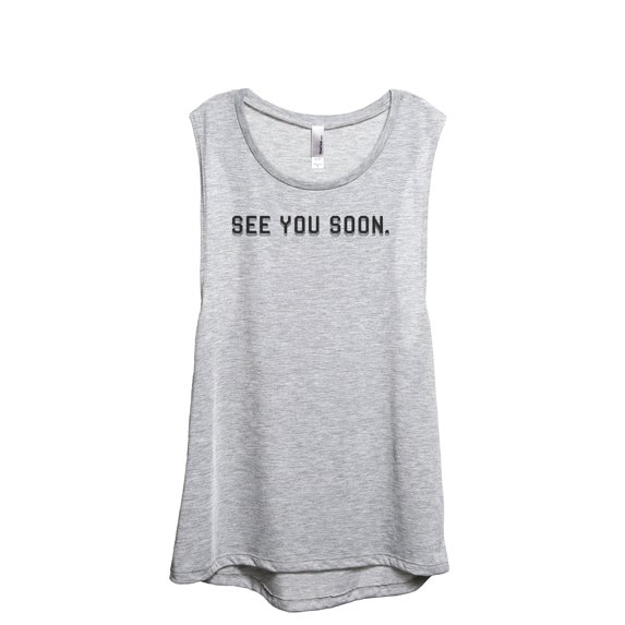 See You Soon Women's Fashion Sleeveless Muscle Tank Top Tee Sport Grey Small