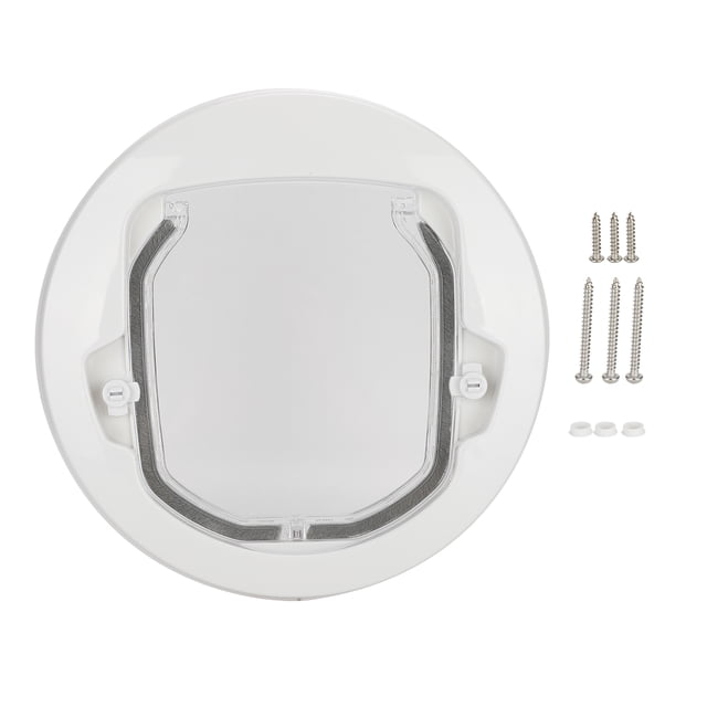 Puerta magnética para mascotas, perros y gatos, de plástico, redonda, color blanco