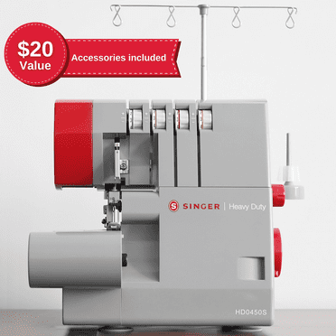 SINGER® Heavy Duty Serger HD0450S, 2-3-4 Thread Capability, Metal Frame, LED Lights