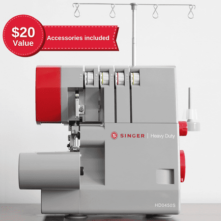 SINGER® Heavy Duty Serger HD0450S, 2-3-4 Thread Capability, Metal Frame, LED Lights