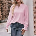 thumbnail image 5 of Annhoo Fall Tops for Women 2025 Puff Long Sleeve Casual V Neck Eyelet Blouses Trendy Cutout Going out T Shirts, 5 of 5