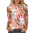 thumbnail image 2 of Womens 3/4 Sleeve Blouses,Women's Happy Easter Cute 3D Bunny Shirts Tops Cute Rabbit Graphic Crew Neck Dressy Casual T-Shirt Tops, 2 of 5