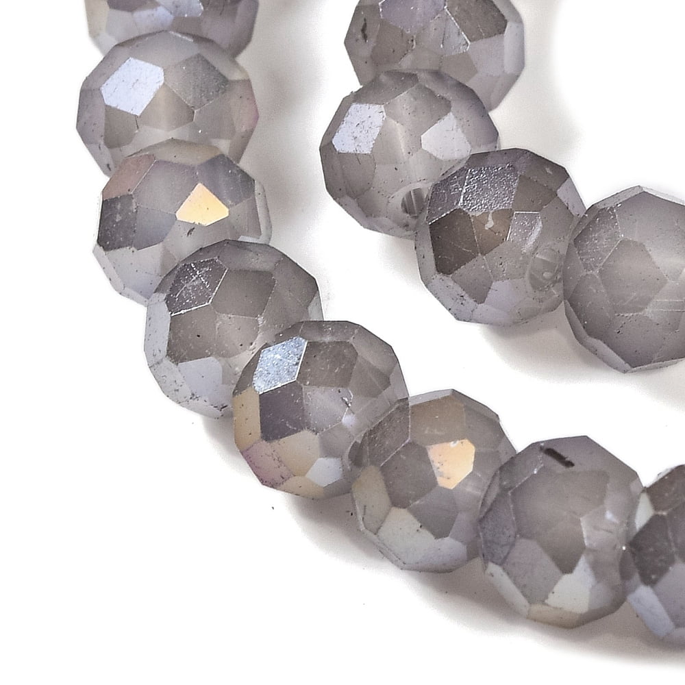 Baking Electroplate Glass Beads Strands AB Color Faceted Rondelle Gray 8x6mm Hole: 1mm about 60~62pcs/strand 15.75''(39~40cm)