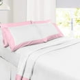 thumbnail image 2 of Sheet Set with Dual Color, 4 PC Stylish Bedding with 18" Deep Pockets, 100% Egyptian Soft & Luxury 400TC, Two Tone Cotton Bedsheets & Pillowcases - Pink & White Solid, Twin-XXL Size., 2 of 5