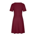 thumbnail image 5 of ZZwxWA Summer Dresses for Women Empire Waist Casual Pocket Swing Plus Size Tank Midi Dresses Sleeveless V-Neck Solid Knee-Length Sun Dress Wine XXXXXL, 5 of 6