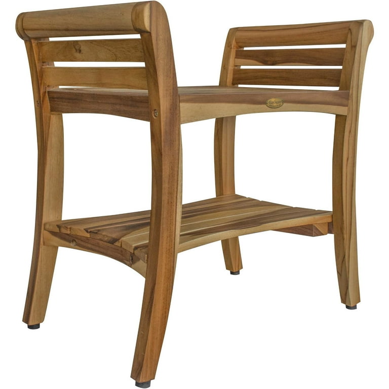 Contemporary Teak Shower bench with Handles in Natural Finish Contemporary Teak Shower bench with Handles in Natural Finish