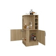 thumbnail image 5 of Living Room Cabinets Natural Oak Corner Bar Cabinet with Bottle Rack and Open Shelf,Wooden Cabinets, 5 of 7