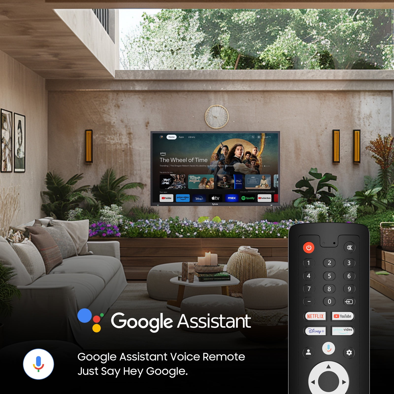 Sylvox 55" QLED Outdoor TV,4K UHD 1000nits Smart Television for Partial Sun,IP55 Weatherproof, Dolby Atmos,Voice Remote,Chromecast,Deck Pro QLED 3.0