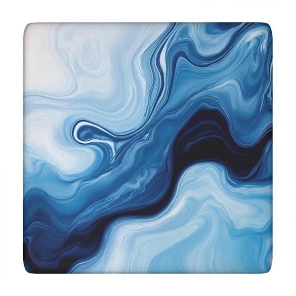 Light Blue Marble Flow Pattern Square Fitted Tablecloth with Elastic Edge,Square Table Cover,Washable Elastic Table Cover for Home Kitchen Party Decor 34"x34"