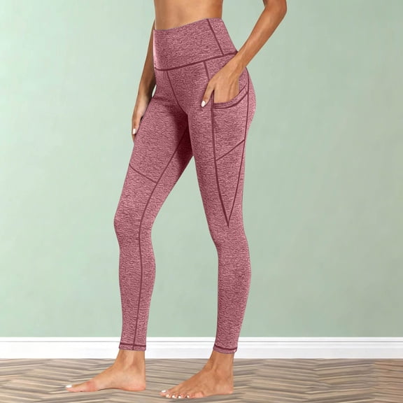Thick High Waist Yoga Pants with Pockets, Tummy Control Workout Running Yoga Leggings for Women
