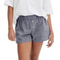 thumbnail image 5 of DHFJKG Women's Shorts Cute Soft Plaid Print Button Front Loungewear Bottoms Elastic Waist Summer Casual Beach Shorts Stylish Trousers, 5 of 7