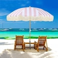thumbnail image 5 of Boho 6ft Pink Stripe Round Patio Beach Umbrella, UPF 50+, Fringe, Adjustable Tilt, Waterproof, 5 of 7