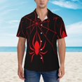 thumbnail image 2 of Honeii Red Spider Print Men’s Hawaiian Shirt,Classic Button-Down Short Sleeve Shirt, for Beach, Vacation, and Outdoor Activities,Small, 2 of 7