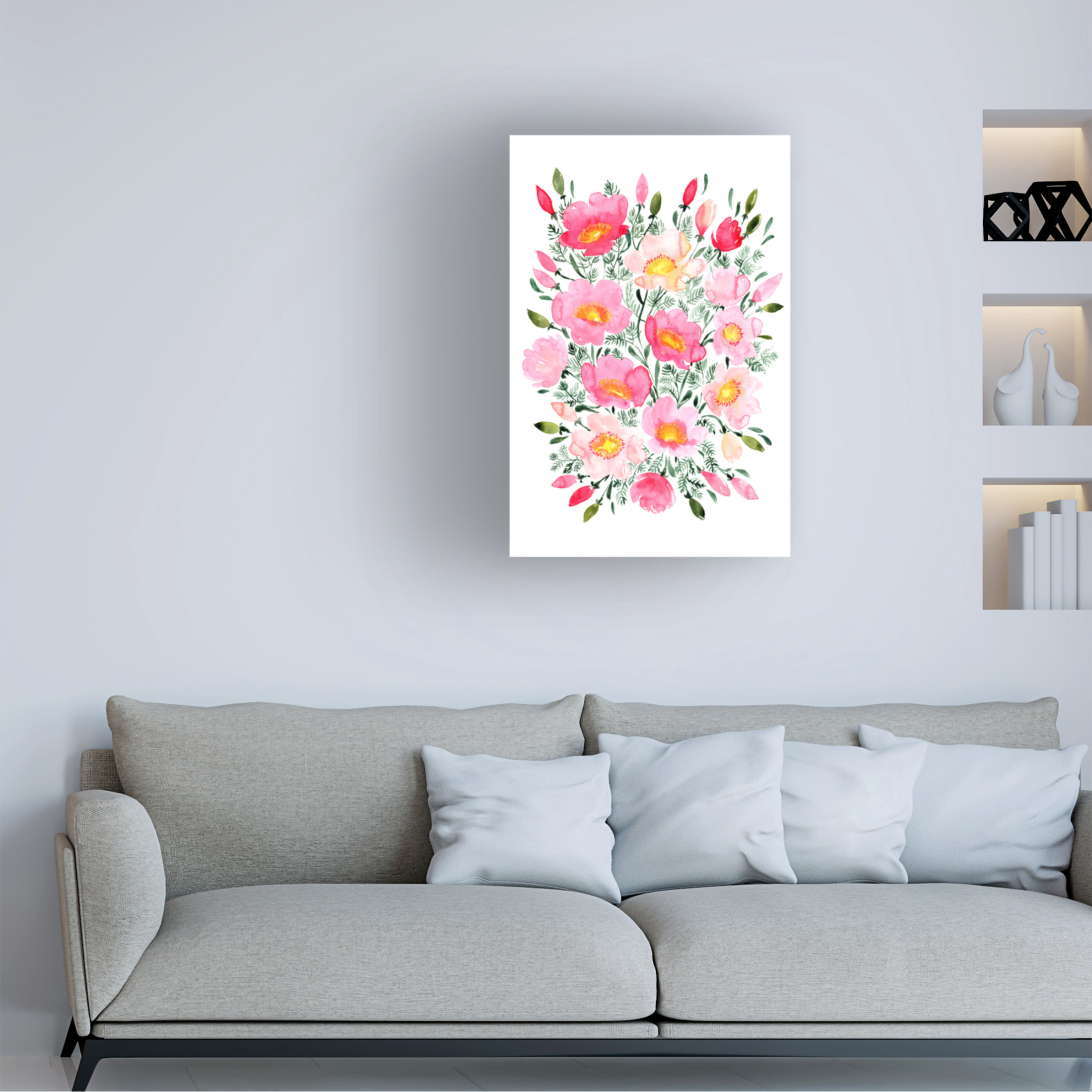 Canvas Wall Art - blursbyai 'Winterlynn Pink Bouquet' Wall Art for Living Room, Bedroom, or Office Décor by Trademark Fine Art - 12 x 19 Inches