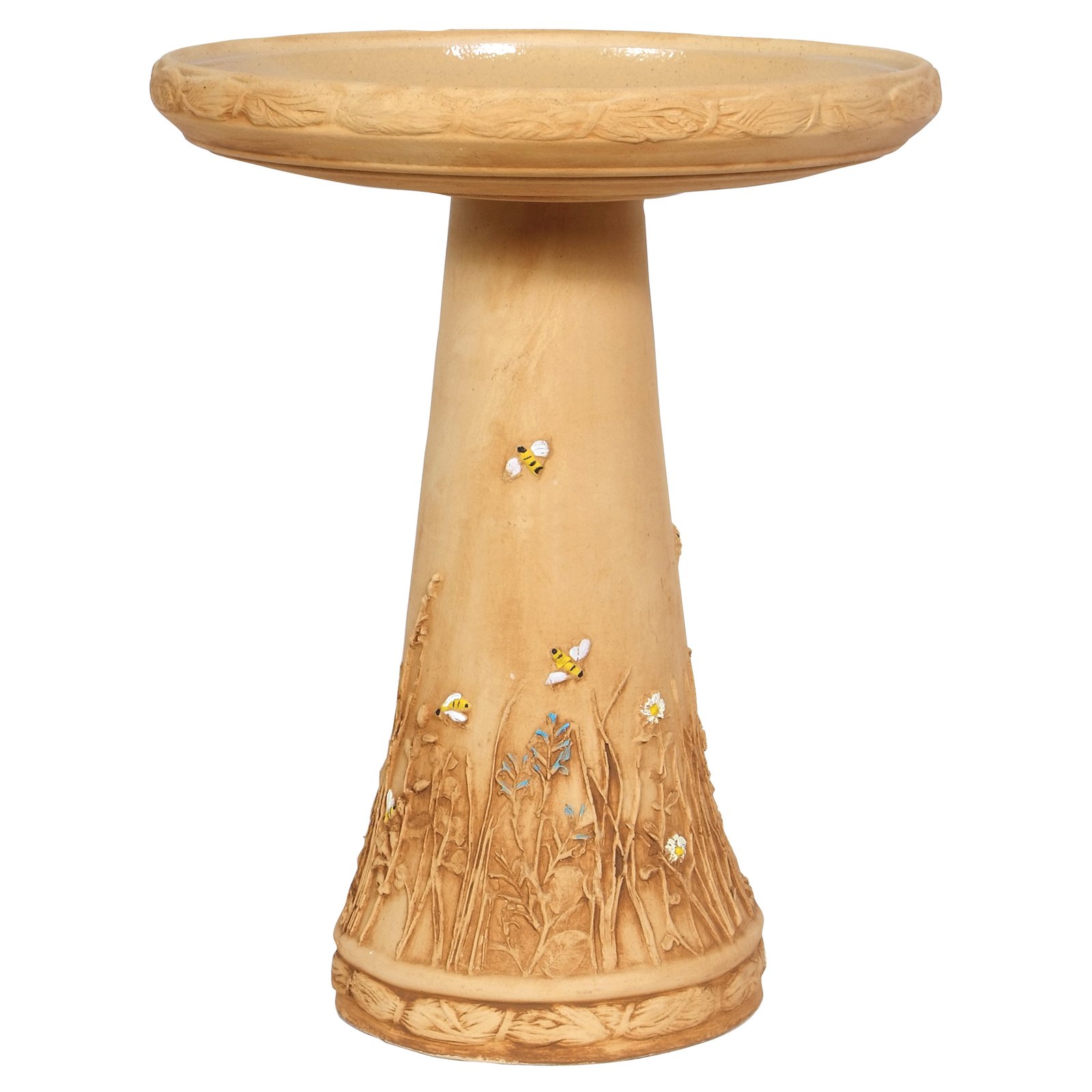 Burley Clay Bees in the Meadow Clay Birdbath by Backyard Nature Products Inc