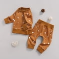 thumbnail image 4 of Kmbangi T-Shirts à Manches Longues à Col Rond pour Enfants avec Imprimé Soleil et Lune + Pantalons avec Poches, 4 of 7