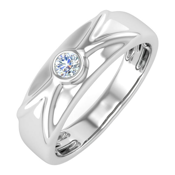 0.12 Carat Mens Diamond Solitaire Wedding Band Ring in 14K White Gold (Ring Size 4.75) (I1-I2 Clarity)