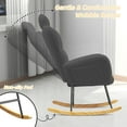 thumbnail image 3 of UHOMEPRO Modern Teddy Fabric Rocking Chair, Accent Rocker Chair with High Backrest, Accent Glider Rocker for Living Room Bedroom Playroom, Gray, 3 of 8