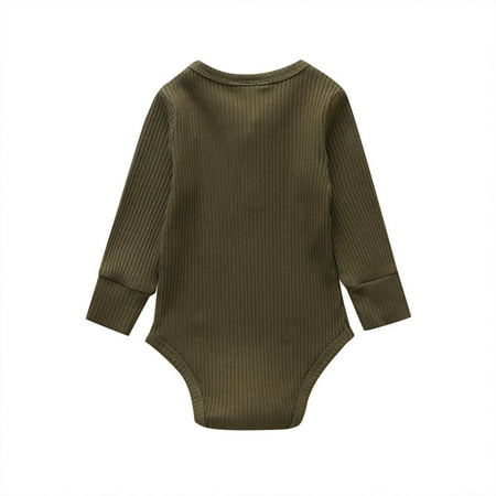 

Baby Boys and Girls Summer Long Sleeve Romper Casual Round Neck Long Sleeve Triangle Romper Fashion Solid Cotton Creeper