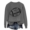 thumbnail image 3 of Long Sleeve Shirts For Women American Football Print Solid Color Round Neck Sweatshirt Womens Long Sleeve Tops, 3 of 5